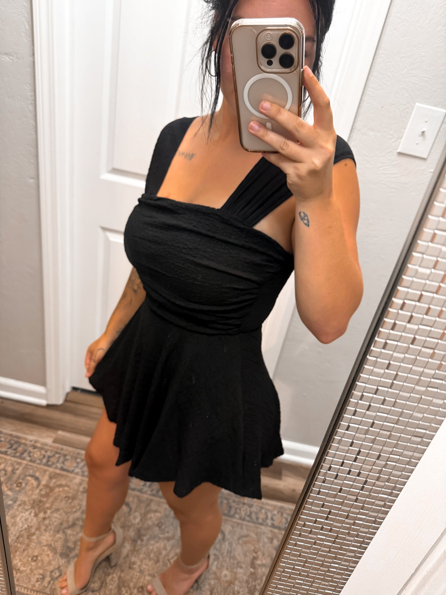 Sway Square Neck Romper- Black