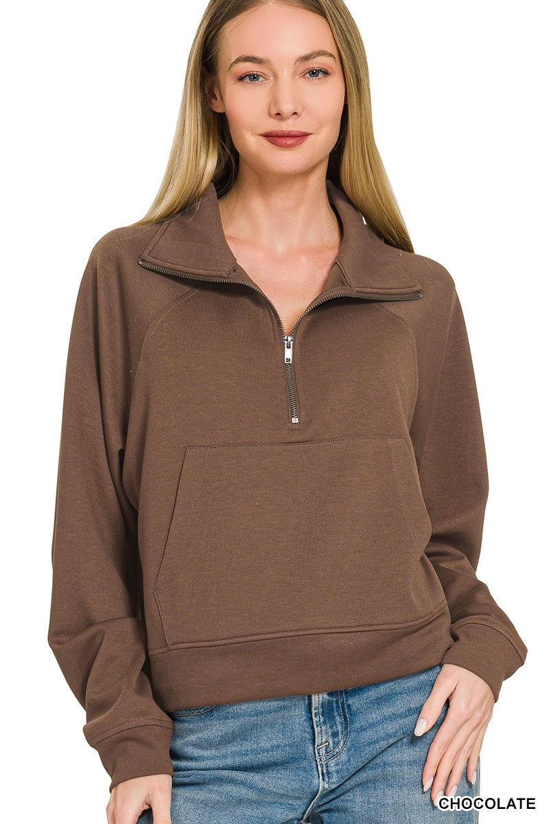Scuba Half Zip Pullover-Chocolate