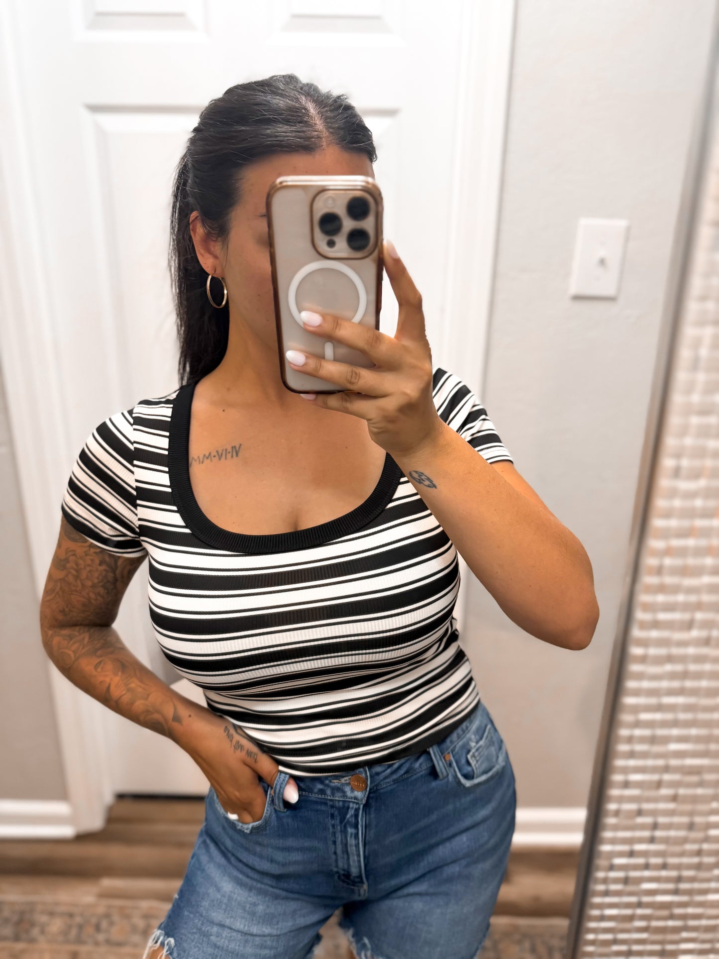 Everyday Striped Top - Black