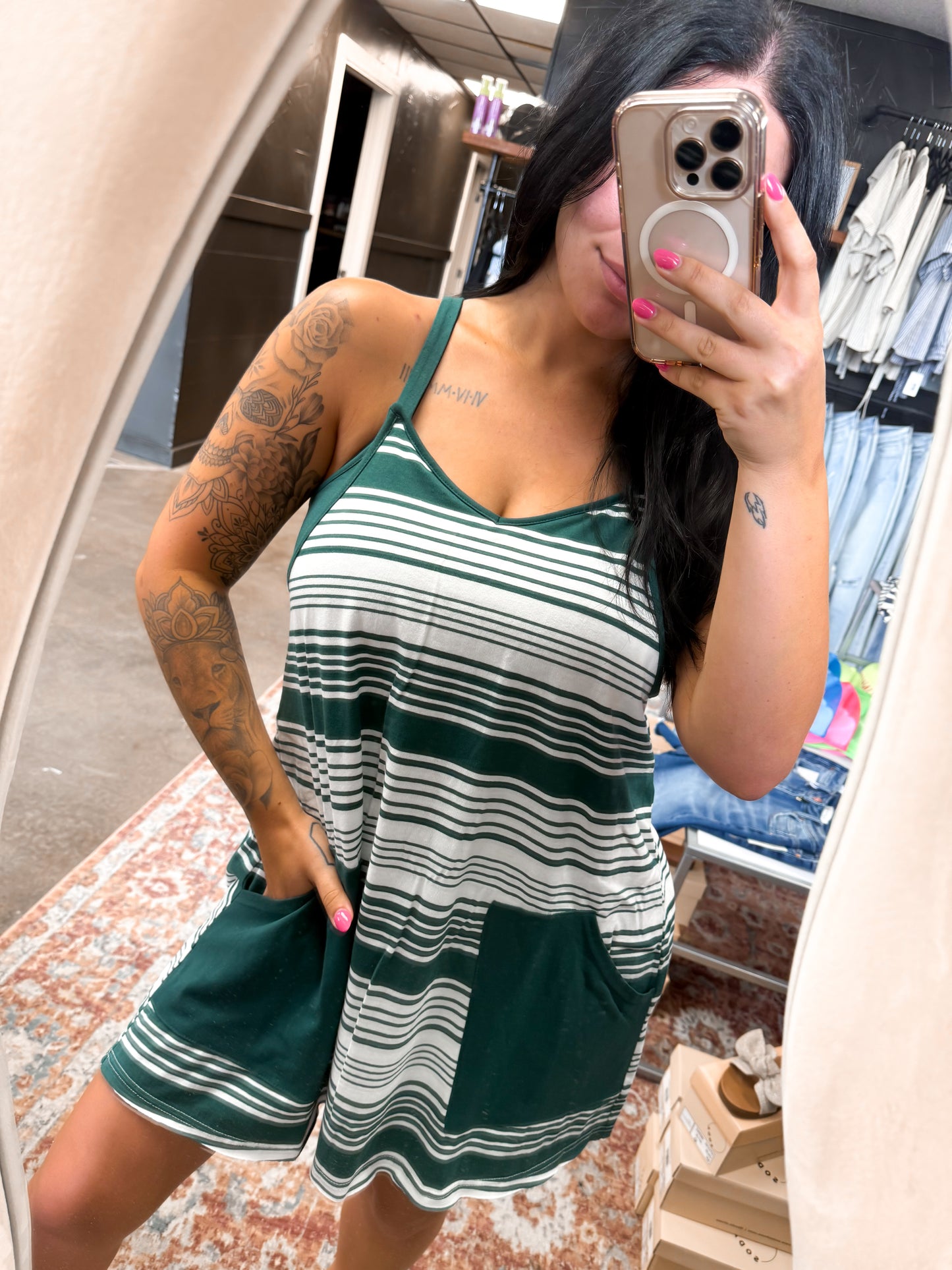 Running Around Striped Romper Dress - multiple colors