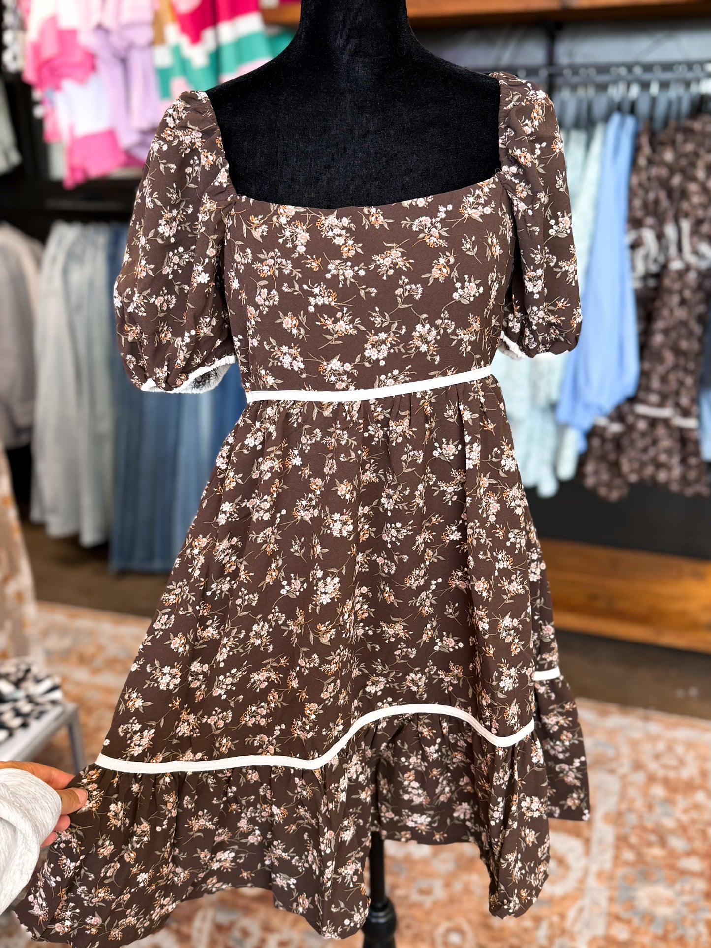 Brown Floral Dress