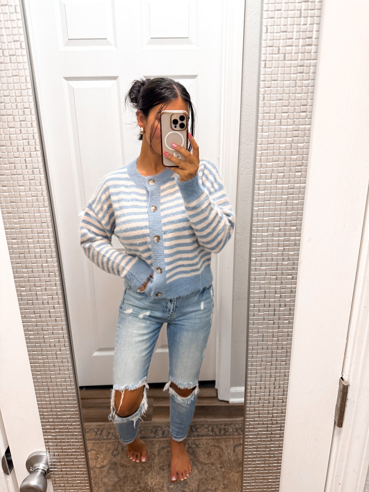 Fallling Blue Striped Cardigan