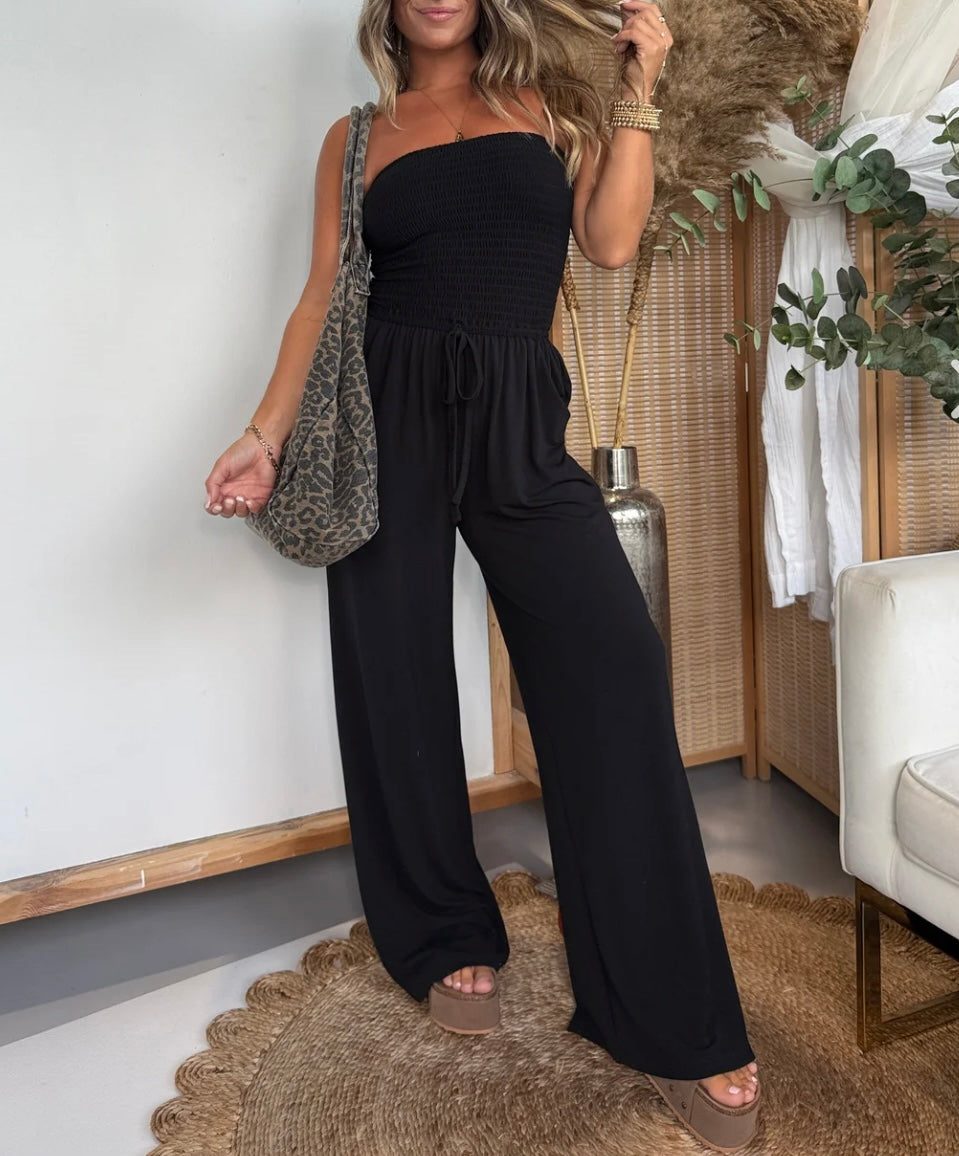 Smocked Wide-Leg Jumpsuit 3 COLORS - Comfortable & Stylish