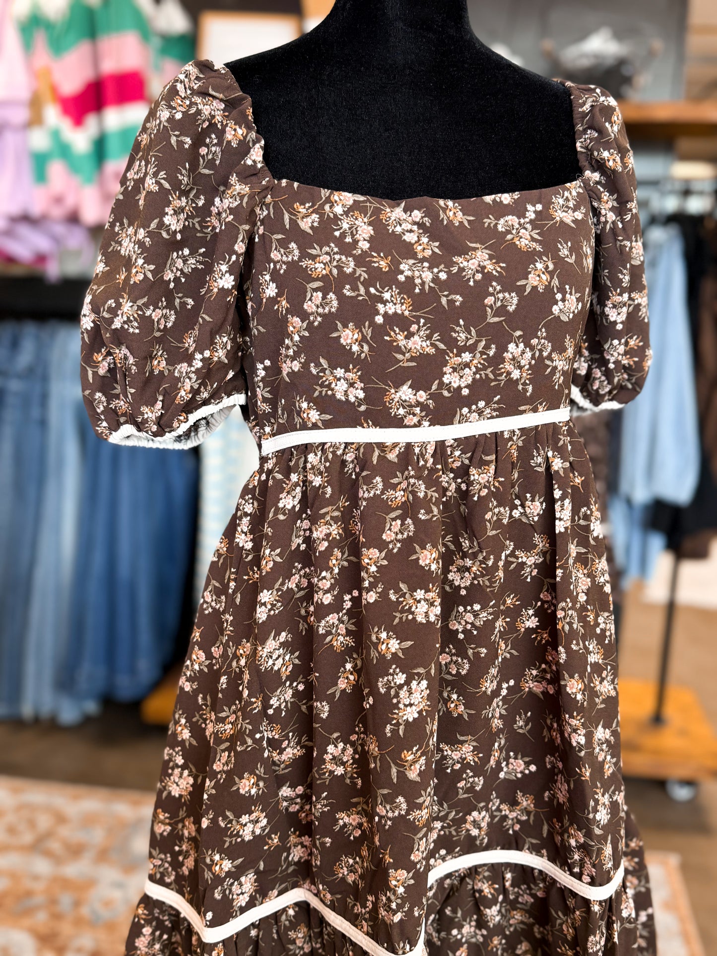Brown Floral Dress