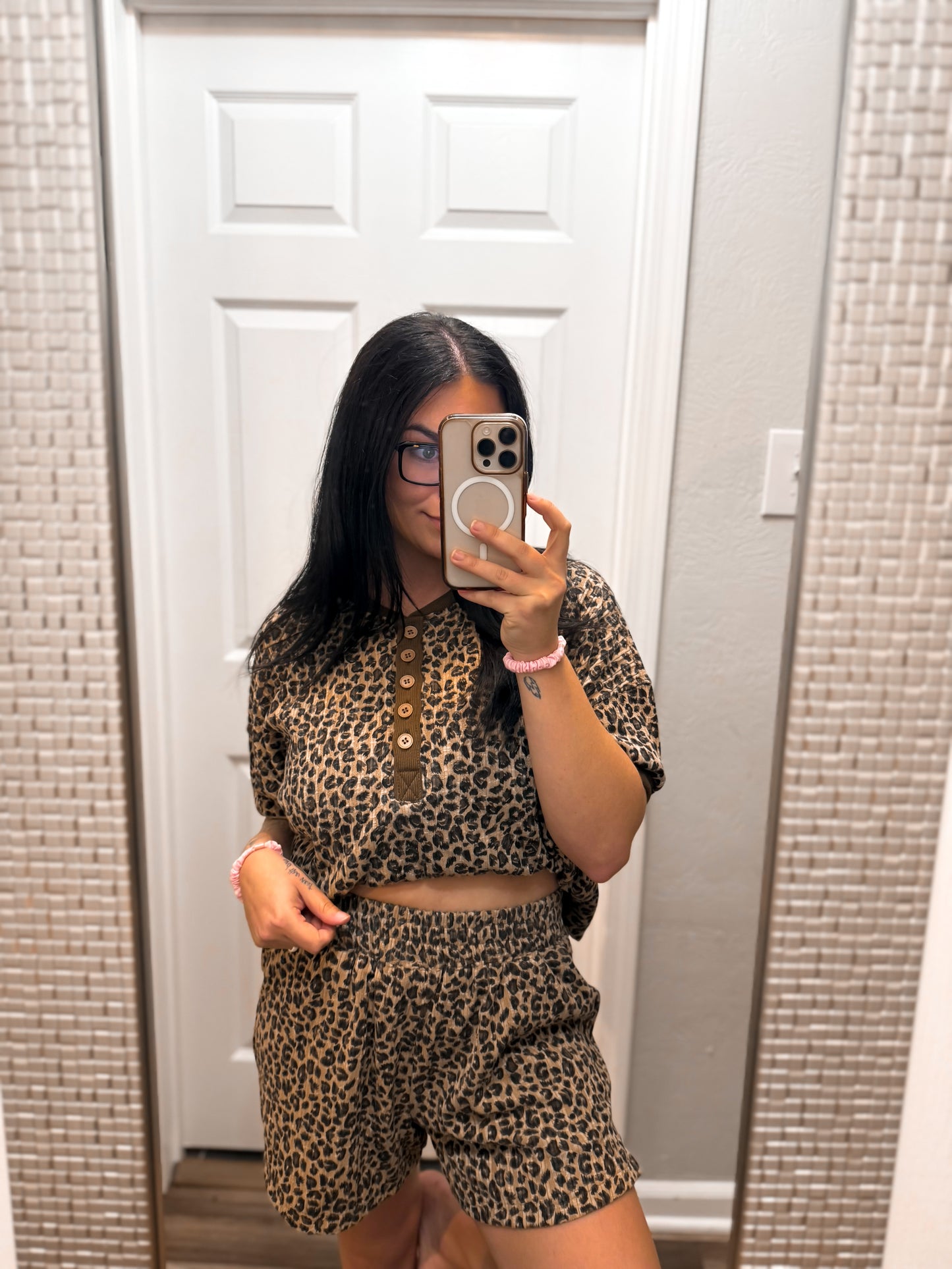 Leopard Top And Shorts Set