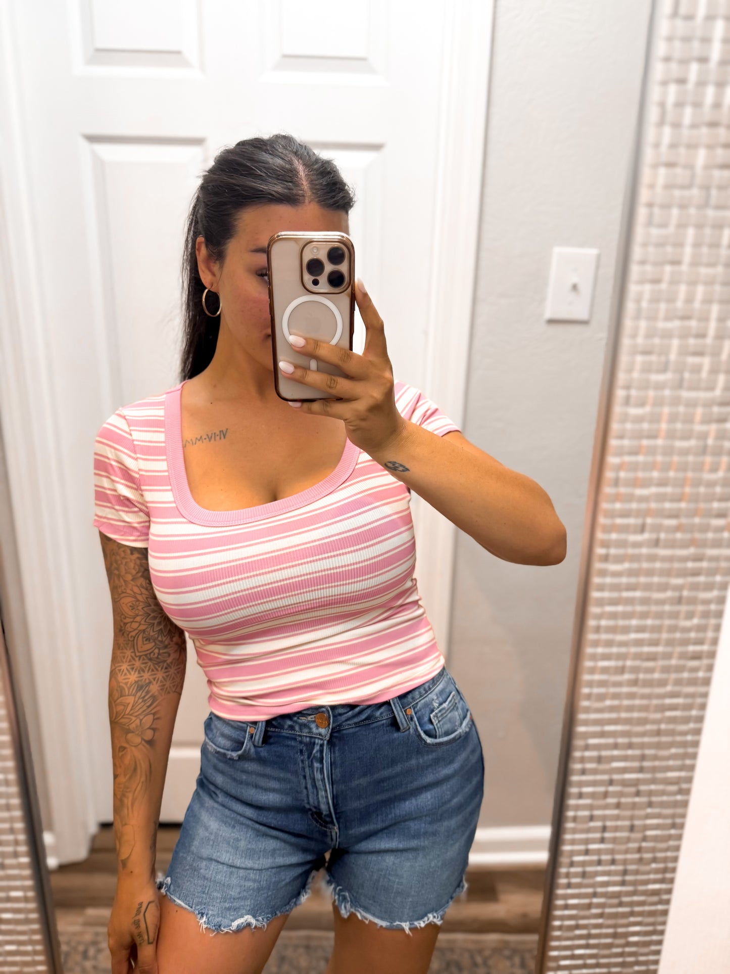 Everyday Striped Top - Pink