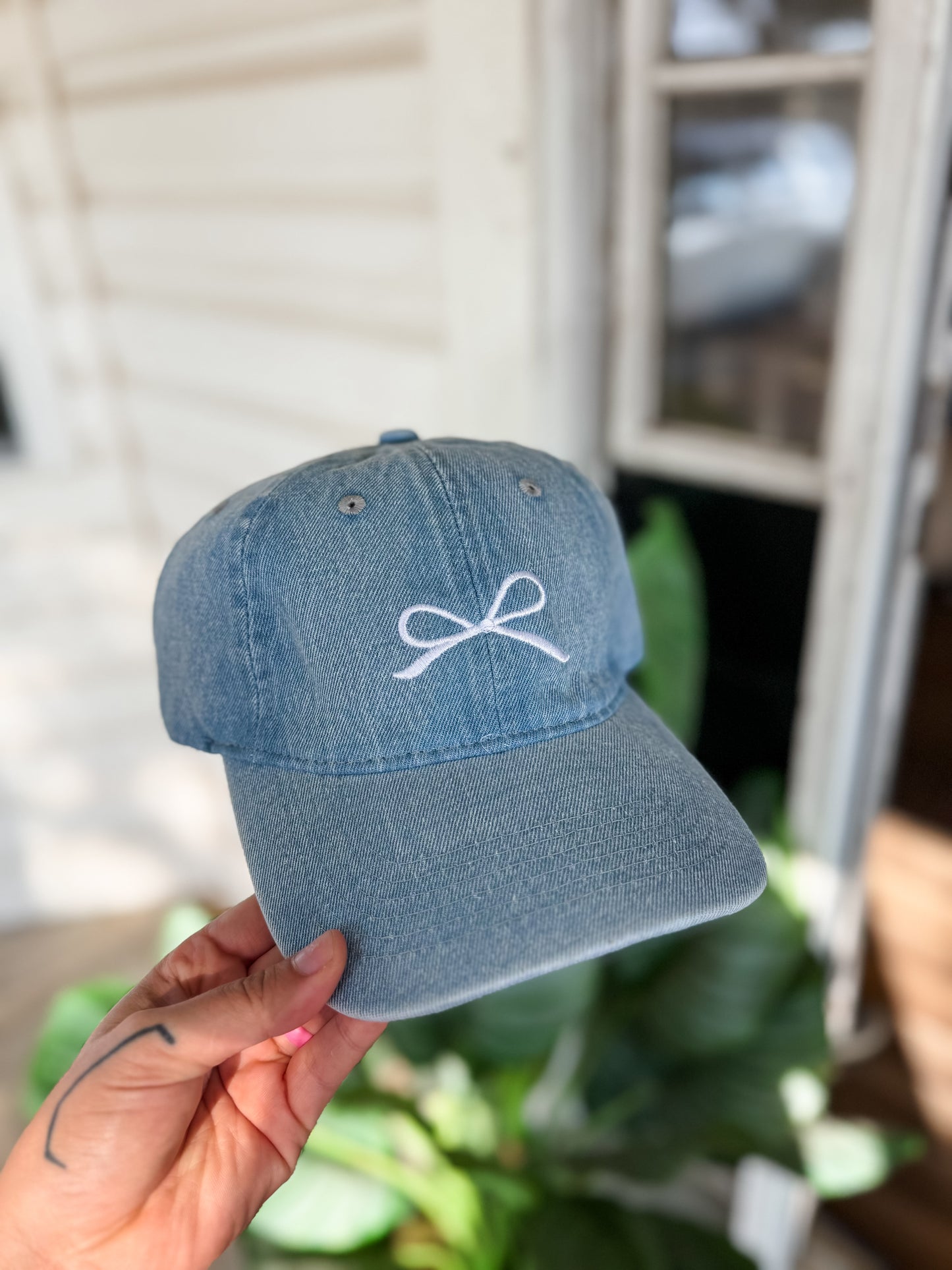 Denim Bow Hat- Light Wash