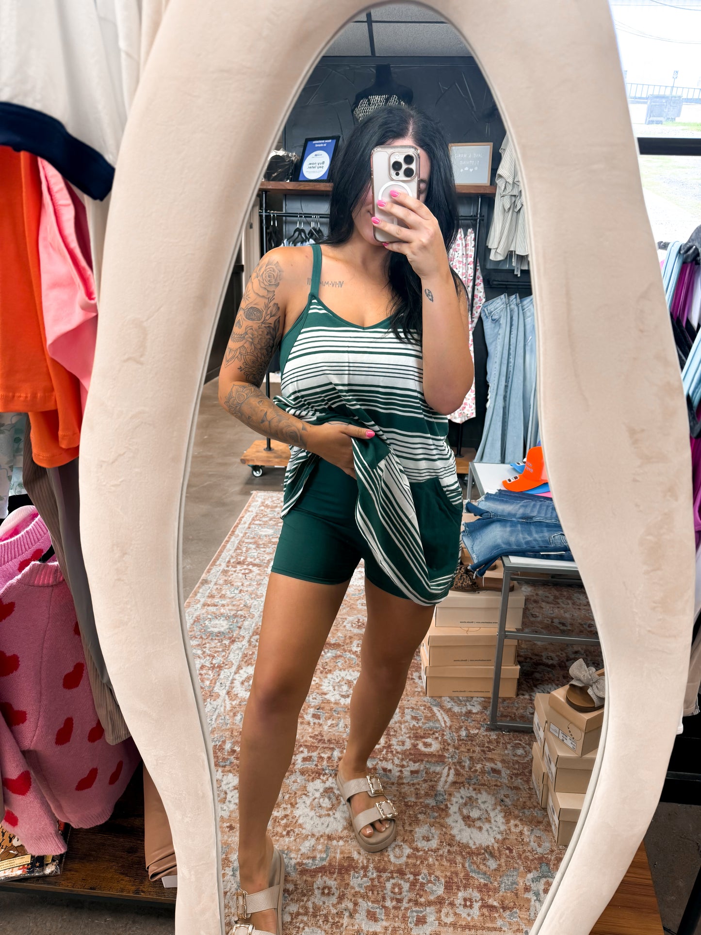Running Around Striped Romper Dress - multiple colors