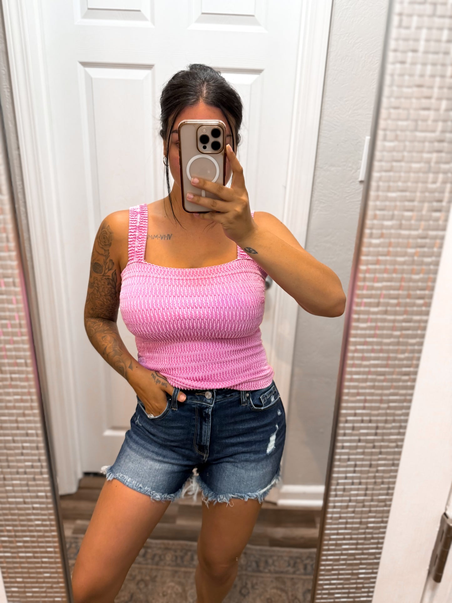 The Talley Textured Tank- Candy Pink