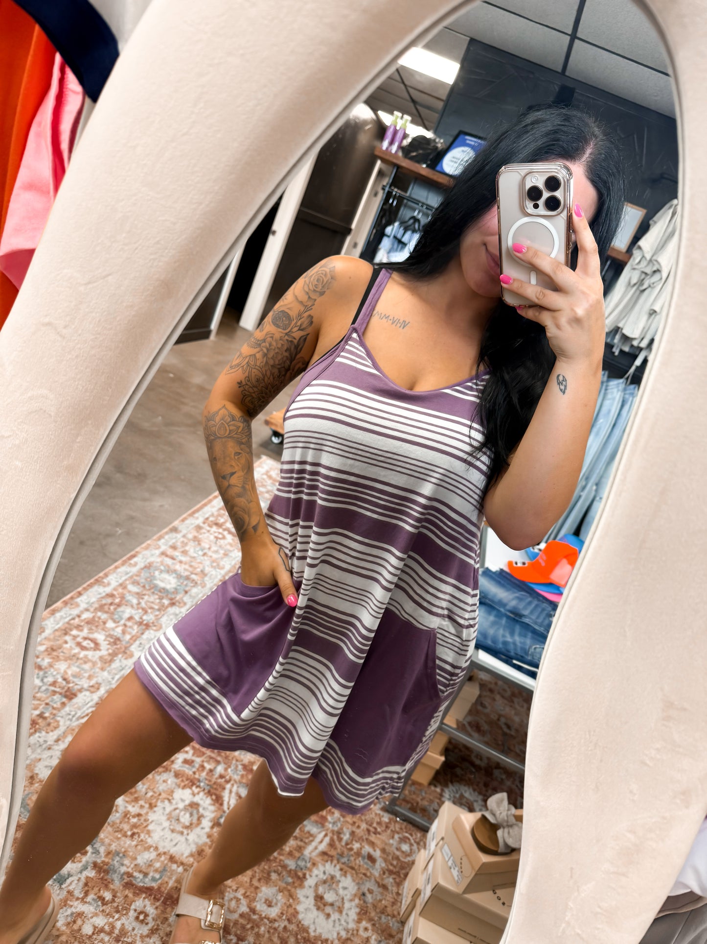 Running Around Striped Romper Dress - multiple colors