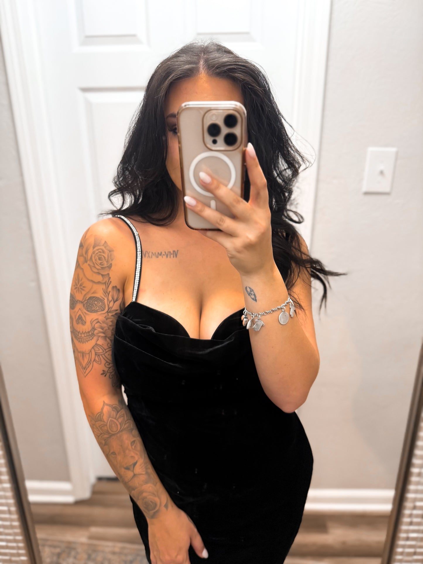 Velvet Mini Dress With Rhinestone Straps