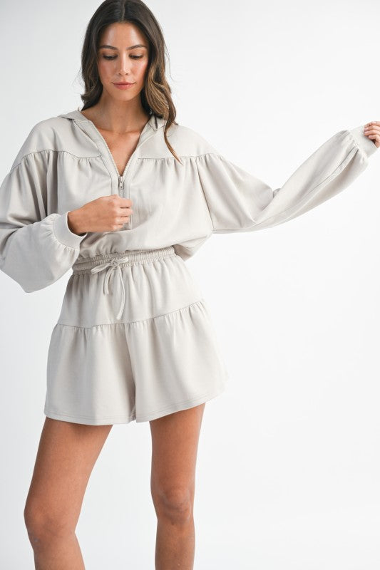 Scuba Romper - Zip Front Hooded Style