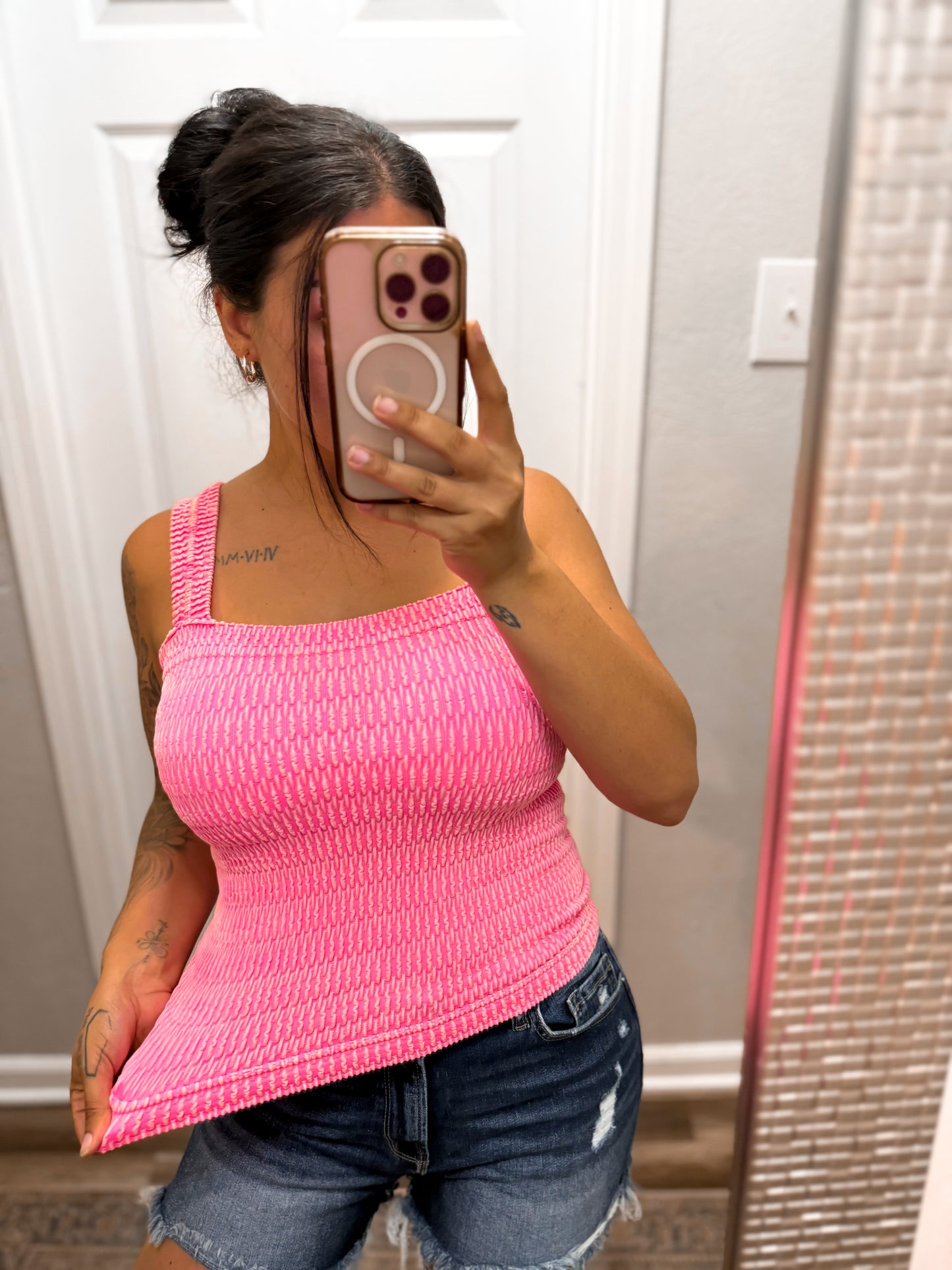 The Talley Textured Tank- Fuschia