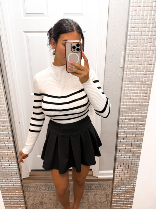 The Classic Striped Long Sleeve Top- Ivory