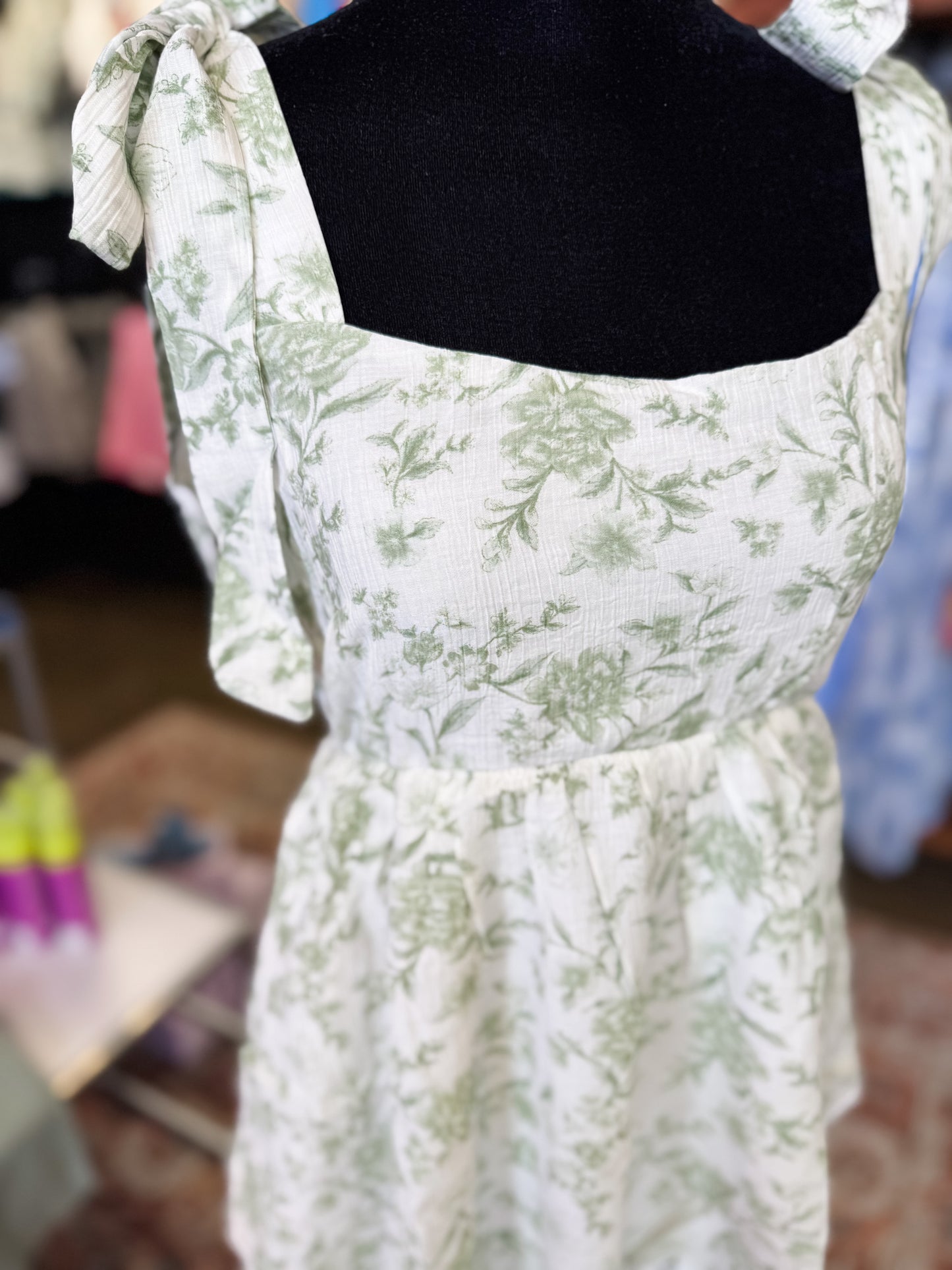Floral Tiered Midi Dress-Sage