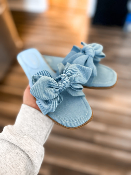 Bow Sandals- Denim