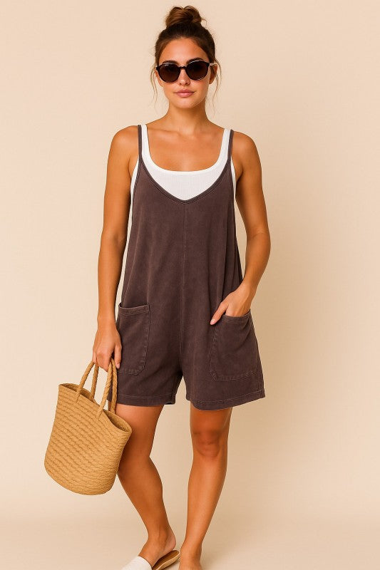 Mineral Wash Romper - Effortless Style & Comfort
