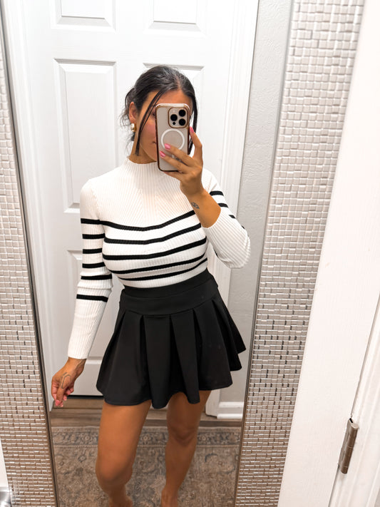 The Classic Striped Long Sleeve Top- Ivory