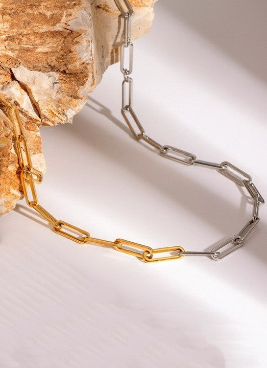 18k Stainless Steel Two Tone Tarnish Free Waterproof Neck
