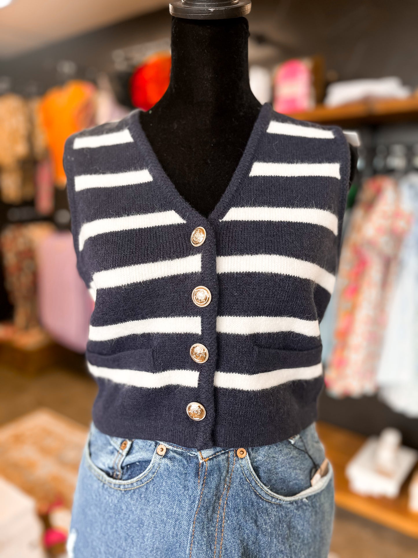 Navy Stripe Vest