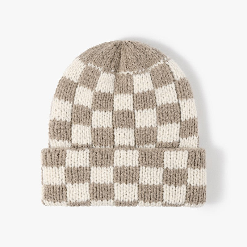 Checkered Beanie- Taupe
