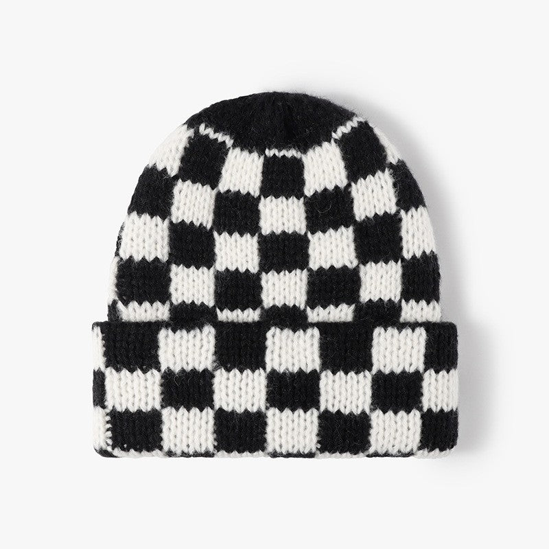 Checkered Beanie- Black