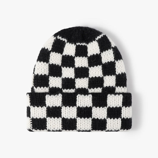 Checkered Beanie- Black
