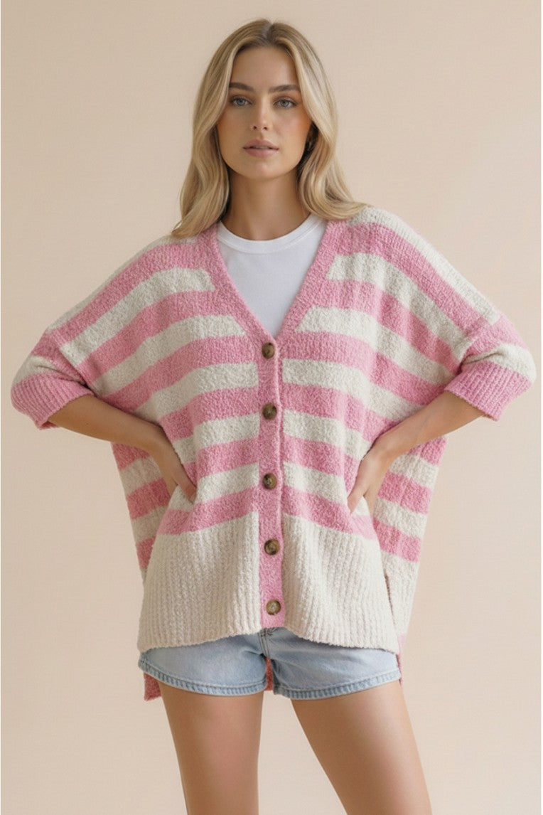 Pink Sugar Stripe Cardigan