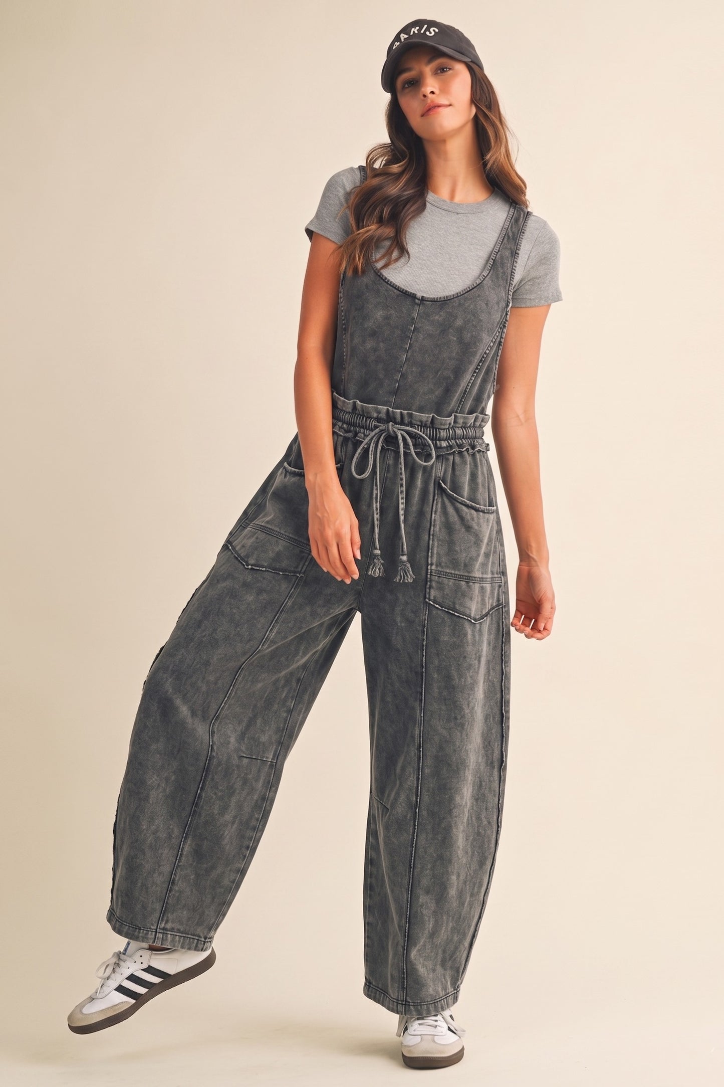Mineral Wash Barrel  Knit Jumpsuit
