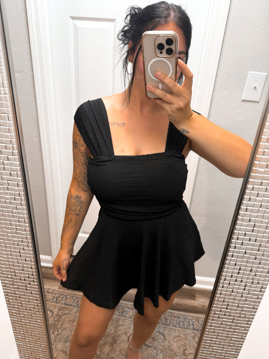 Sway Square Neck Romper- Black