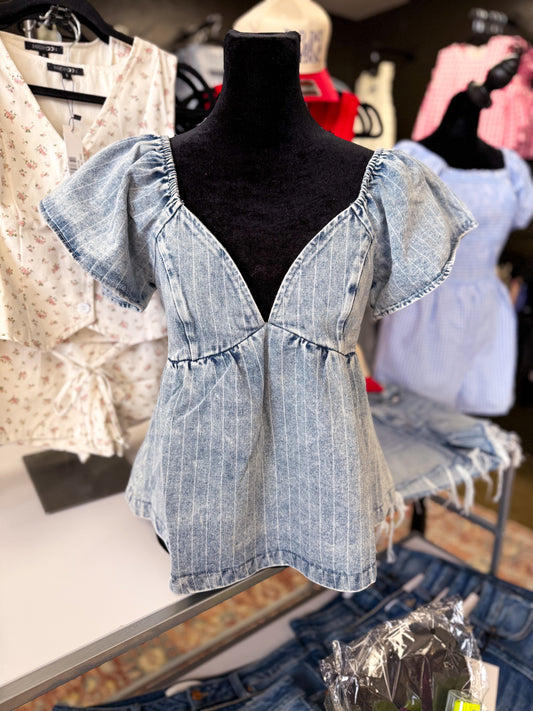 Denim Babydoll Top