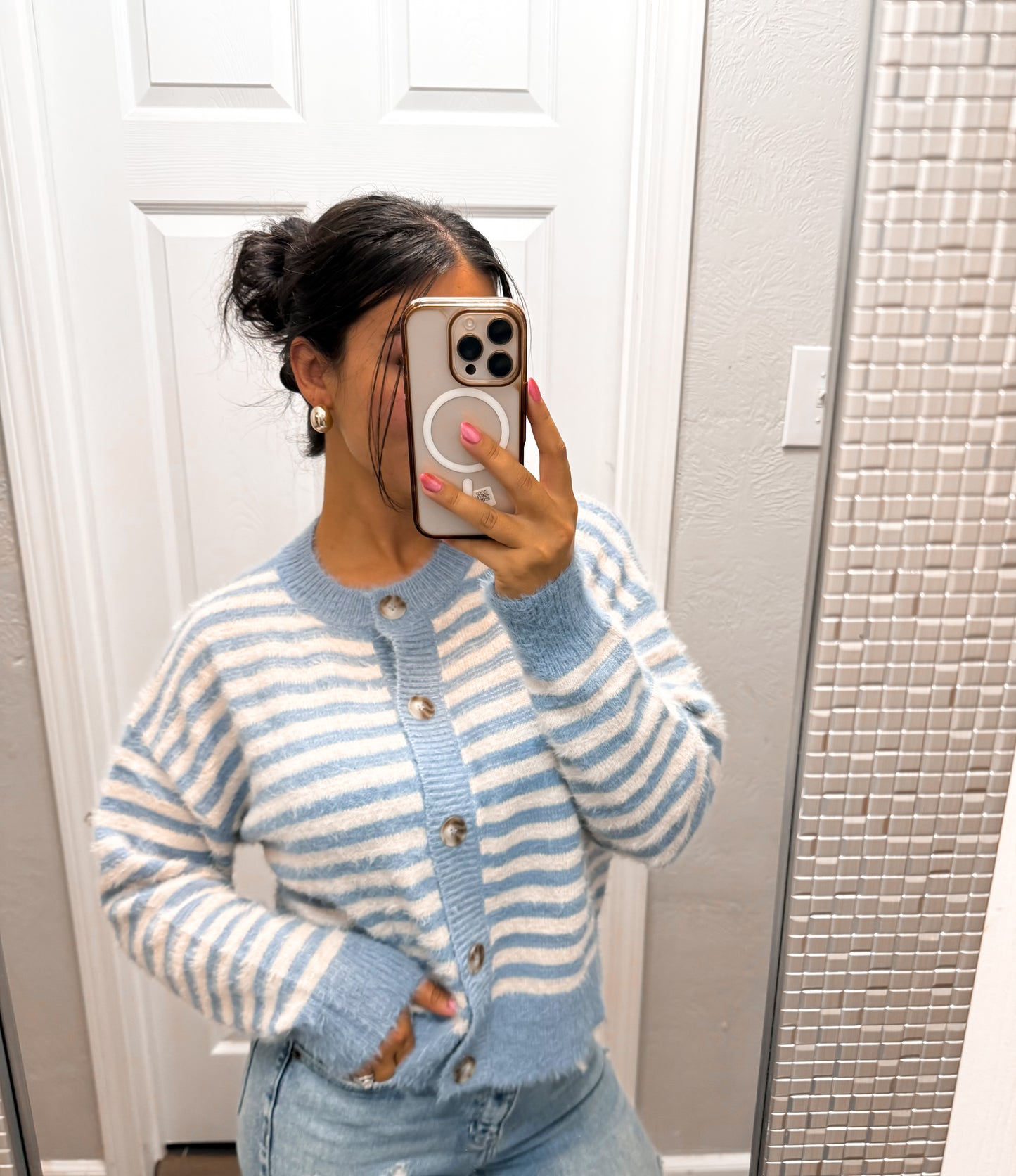 Fallling Blue Striped Cardigan