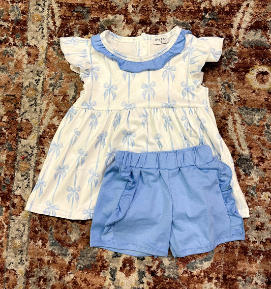 Blue Bow Shorts Set-KIDS