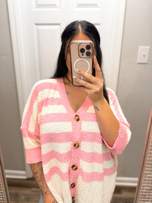 Pink Sugar Stripe Cardigan