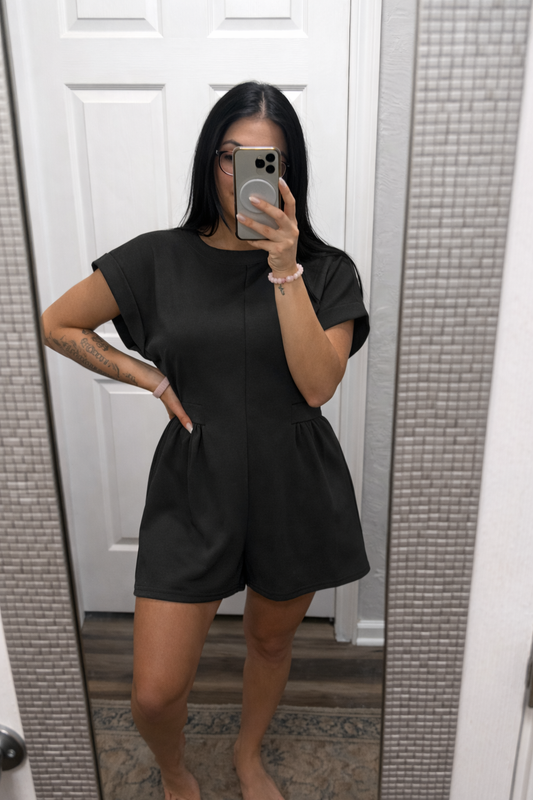 Always Something Scuba Romper-Black