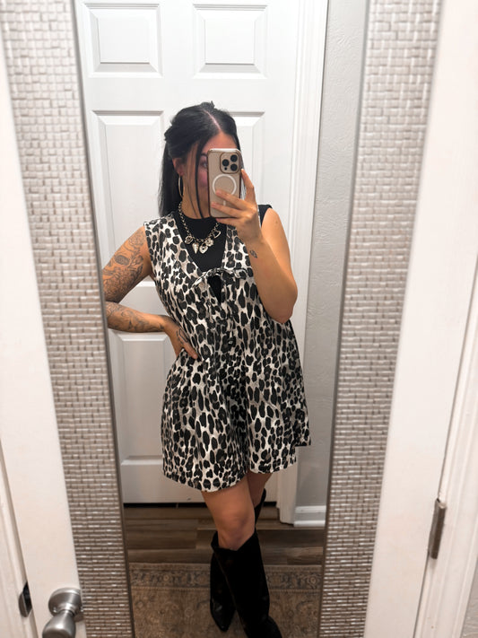 Leopard Pintuck Romper