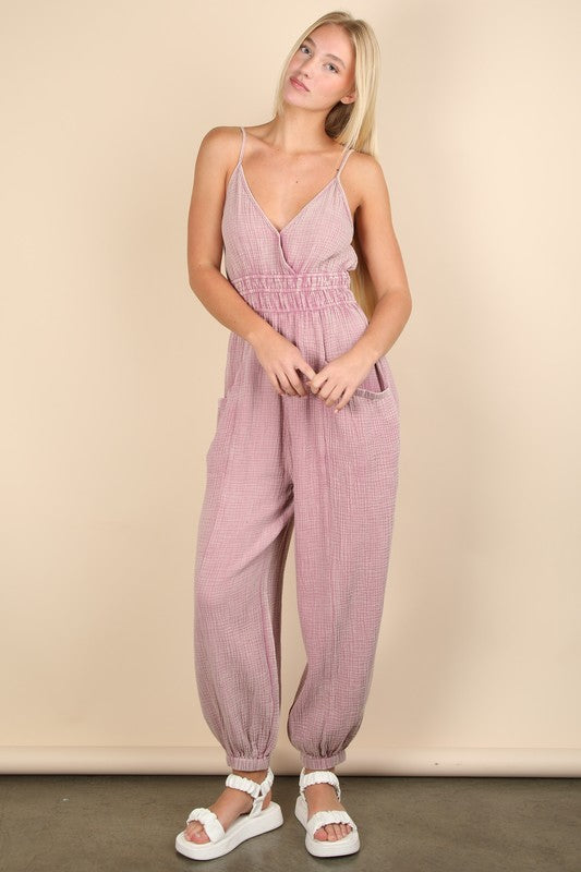 Lindsey Gauze Jumpsuit- Mauve