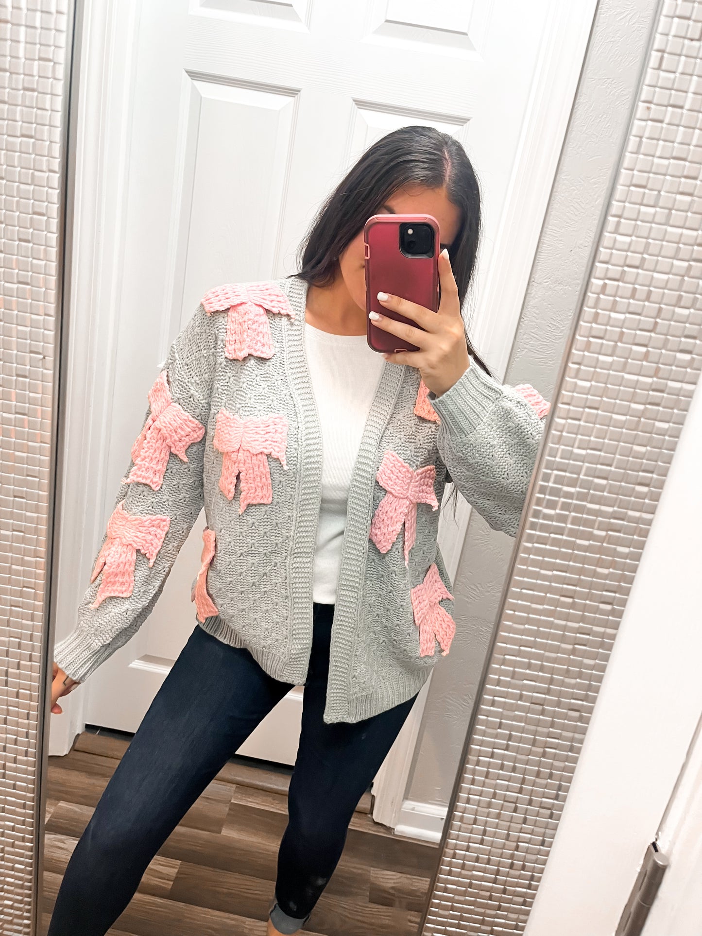 Pink Bow Cardigan- One Size