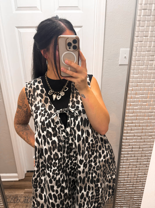 Leopard Pintuck Romper