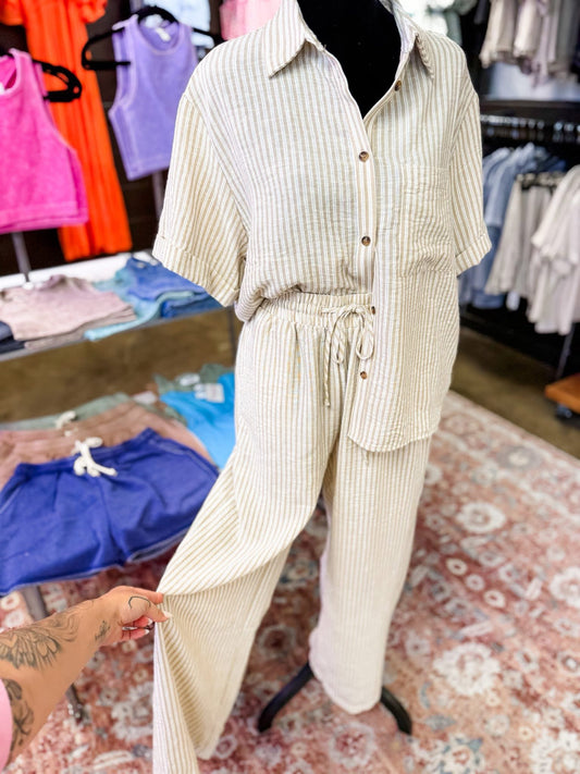 Khaki Striped Top
