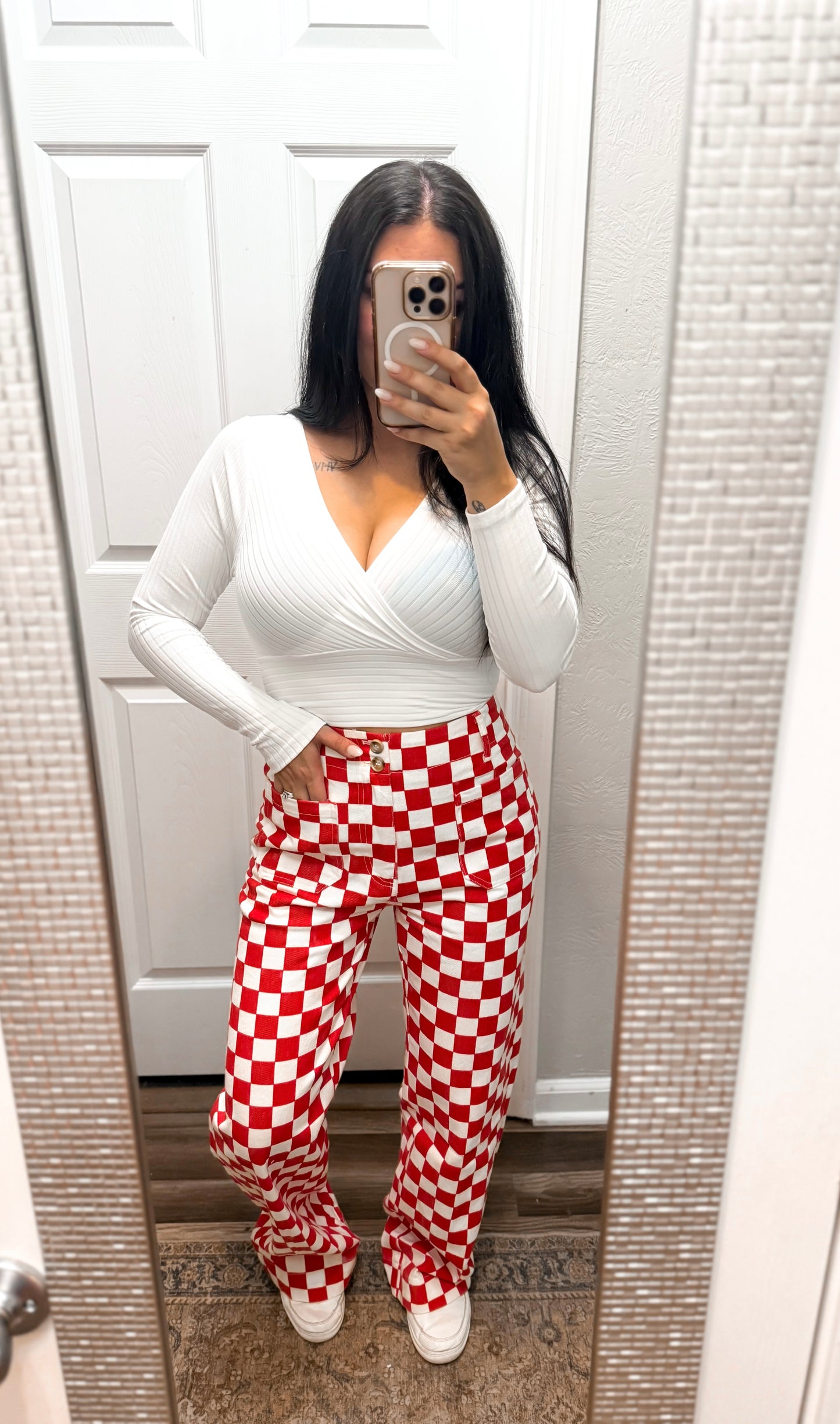 Demi Checkered Bottoms - Red