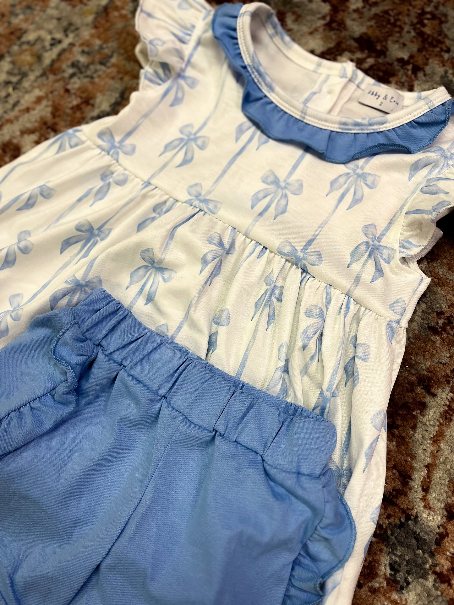 Blue Bow Shorts Set-KIDS