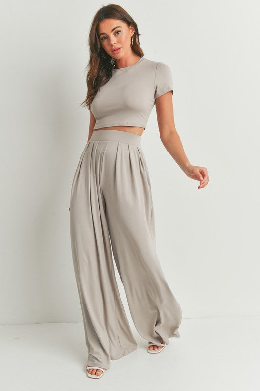 Palazzo Pant Set- Taupe