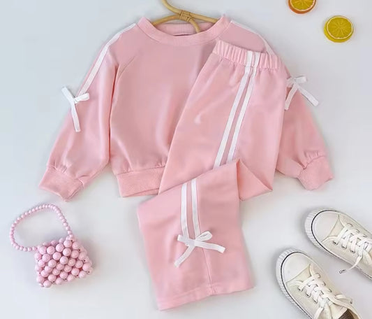 Bow Details Pink Track Suit - KIDS