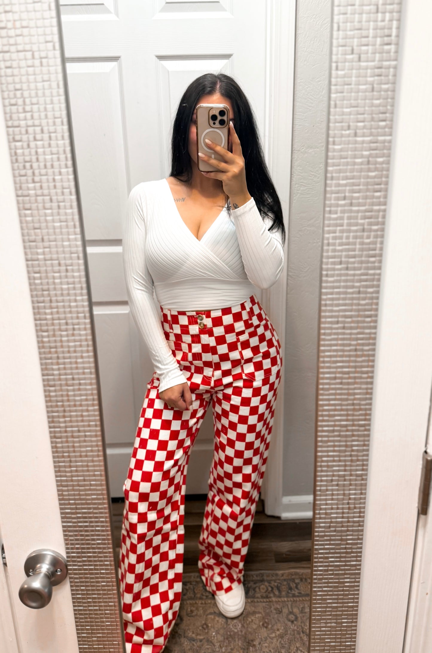 Demi Checkered Bottoms - Red