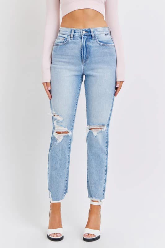 Cello High Rise Distressed Denim