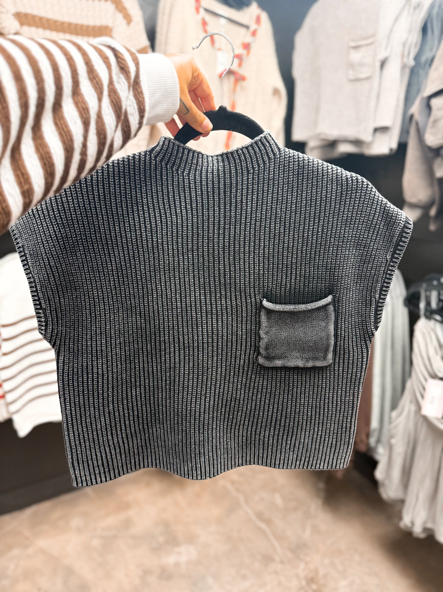 Harvest Stitch Sweater Top- Black