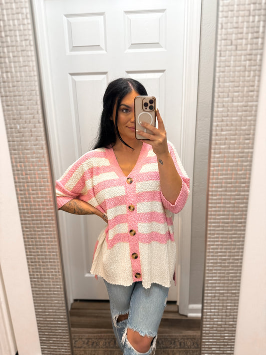 Pink Sugar Stripe Cardigan