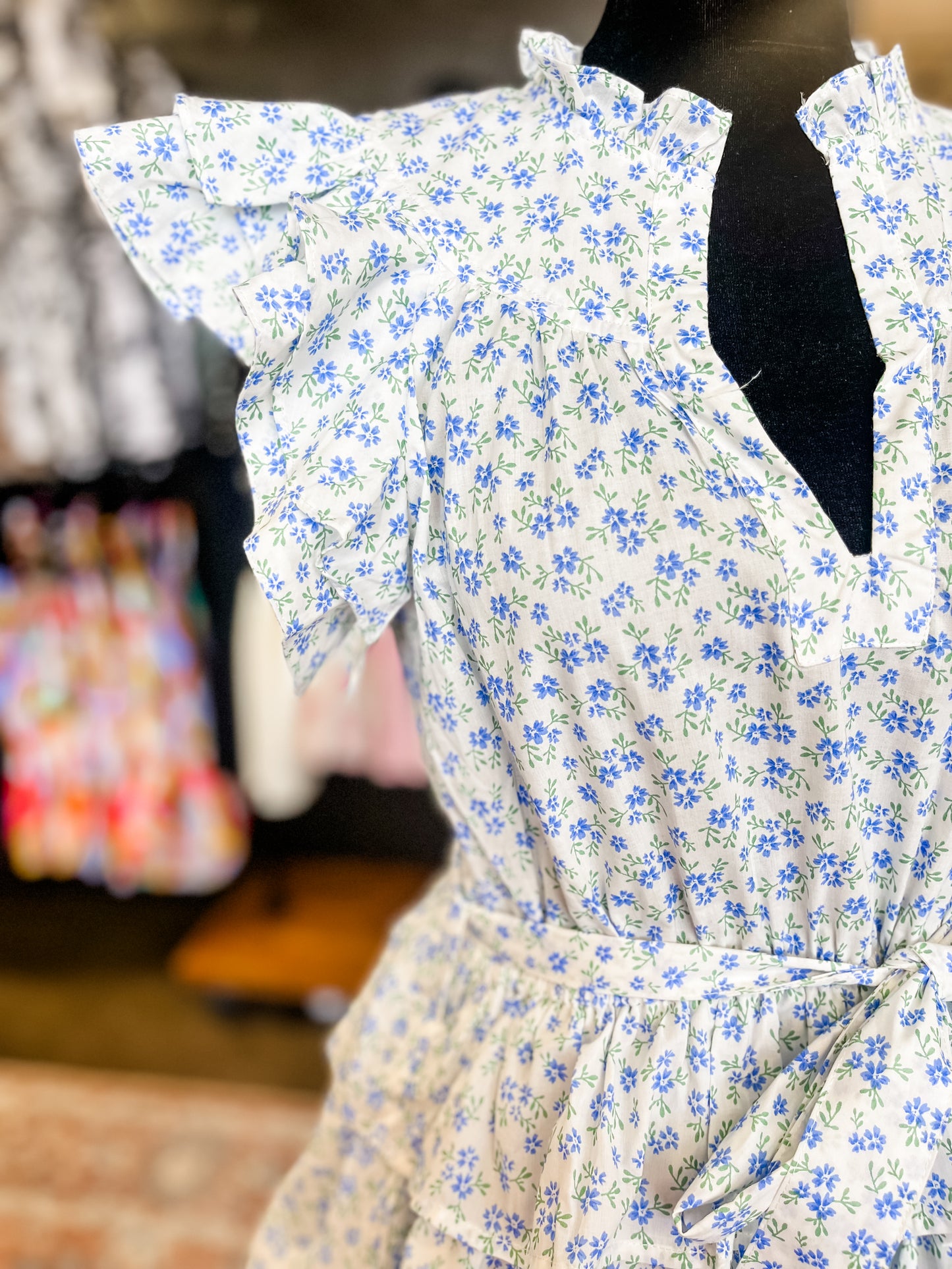 Periwinkle Floral Ruffle Dress