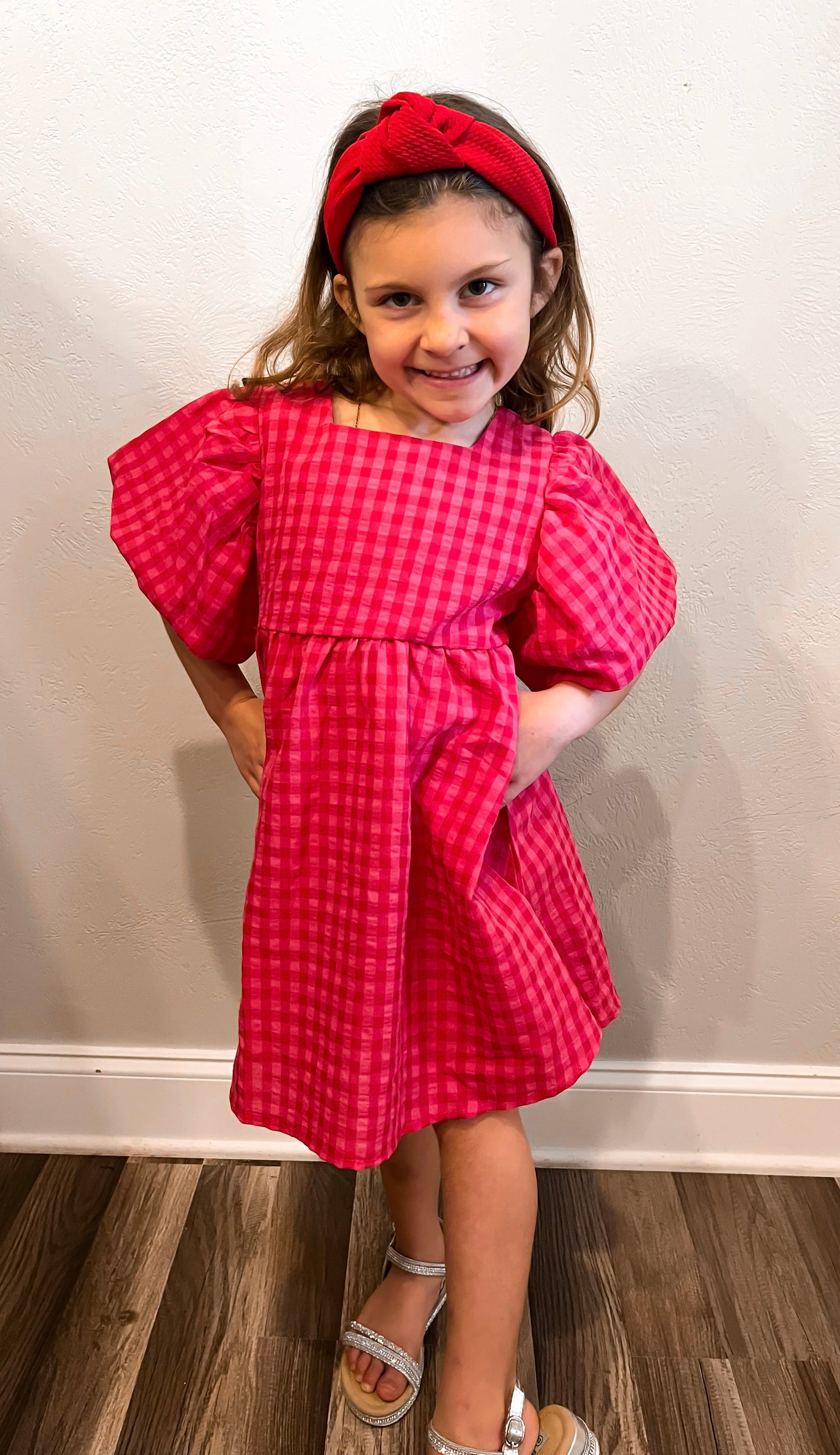 Pink Puff Sleeve Dress- KIDS